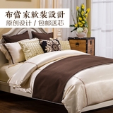 现代简约样板间床品高档样板房床上用品家具卖场床笠式纯棉10件套