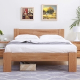全实木北欧宜家1.5m/1.8米双人床 卧室家具全橡木现代简约双人床