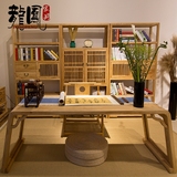 老榆木免漆禅意家具中式实木书桌琴桌原木色电脑桌书房家具组合