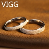 VIGG食指戒指女925银一对日韩国简约磨砂学生情侣对戒男个性刻字