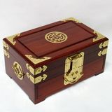 @木石有约】红木化妆盒 结婚 赠铜锁 两层镜子花梨木质首饰盒子