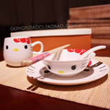 HELLO KITTY正品代售 陶瓷餐具套装水杯碗碟 实用单人套装 礼盒