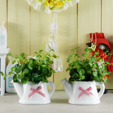 仿真绿色植物花束套装 花卉房间摆件客厅饰品 假花花艺海棠叶盆栽