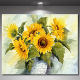 手绘无框油画 现代简约客厅电表箱装饰画玄关画 单幅油画 向日葵