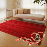 家用红色时尚现代简约地垫客厅茶几卧室婚房条纹地毯满铺沙发地毯