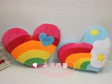 特 韩国彩虹心形爱心靠垫抱枕 毛绒玩具靠枕头 七夕情人节礼物