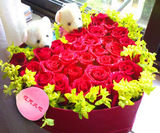 特价情人节圣诞节 33朵红玫瑰心型礼盒生日花束 上海鲜花同城速递