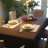 简约现代酒吧 咖啡色布艺桌布 褐色餐厅纯色餐桌布台布茶几布盖布