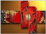 非洲裸女现代人物装饰油画简约装饰画无框组合画五连抽象油画促销