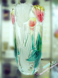 时尚现代田园结婚礼物 磨砂郁金香水晶玻璃花瓶 富贵竹水培花瓶