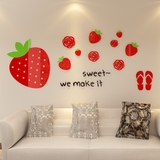 甜蜜草莓亚克力3d水晶立体墙贴儿童房卧室客厅可爱萌系幼儿园创意