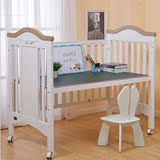 小乐娃 婴儿宝宝儿童白色实木床多功能可变书桌写字桌 白色