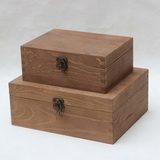 实木收纳箱带锁复古收纳木盒储物盒创意木箱桌面整理长方形储物盒