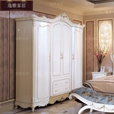 塞纳宫爵家具欧式衣柜 法式白色实木三门四门衣柜 木质雕花储物柜