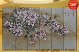 新中式酒店家用客厅手绘实木古典高档装饰折叠隔断屏风背景画定制