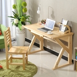 简易全纯实木电脑桌1.2米台式家用卧室松木书桌简约现代学习桌子