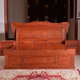 中式仿古红木床1.8米大果紫檀家具大床缅甸花梨木孔雀双人床头柜