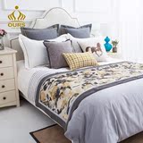 北欧现代简约多件套床上用品黄灰色装饰别墅样板房间软装床品十件