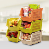 日本进口厨房蔬菜置物架塑料杂物整理储物架夹缝菜架叠加收纳篮筐