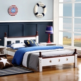 地中海白色实木单人床1.2米男女孩天蓝粉红松木儿童床1米1.5米
