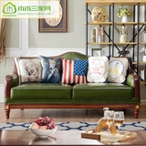 美式真皮沙发组合 小户型三人绿色头层牛皮沙发 简约欧式皮艺沙发