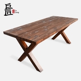 巨匠 特色复古餐桌椅组合 美式北欧工业风实木铁艺桌椅咖啡厅桌椅