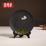宽德纳玄青石简约中式摆件水果盘干泡式茶具茶海杯垫石头雕刻手绘