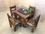 老船木餐桌全实木餐桌椅组合中式简约小户型长方形客厅餐桌椅整装