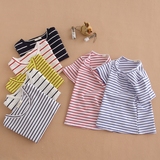 男童短袖t恤纯棉2016夏季韩版宝宝儿童夏装女童体恤衫条纹上衣潮
