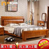 新中式全实木床2米大床橡木床1.8米1.5m白色双人床高箱储物床婚床
