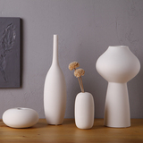 创白色花瓶 简约陶瓷干花花瓶现代客厅插花器 简欧家里装饰品摆件