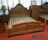 缅甸柚木双人床 卧室柱子床欧式雕花1.8米1.5米婚床全实木家具