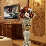 欧式落地罗马柱大花瓶仿真花套装商场别墅样板间工艺品插花摆件