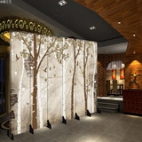 欧式中式复古屏风隔断时尚客厅玄关门酒店办公移动木制布艺折屏