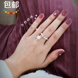 包邮韩版天然珍珠戒指戒子 复古个性指环食指精致简约韩国饰品女