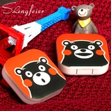 原创设计 熊本新年红惊呆熊熊熊隐形眼镜伴侣盒美瞳盒双联盒包邮