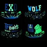 TFboys同款蓝绿混合光夜光帽子男女EXO夜晚发光荧光帽学生棒球帽