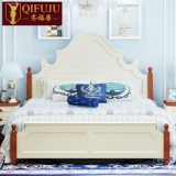 美式家具床 美式乡村风格蓝色板木双人床1.51.8米储物床
