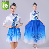 中国风青花瓷大合唱服装古筝二胡古典演出服伴舞长短裙新款女成人