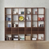 简约日式黑胡桃橡木全实木书架置物架贴面多层书柜储物架组合书架
