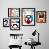 潮流元素客厅装饰画餐厅挂画沙发背景墙画抽象壁画有框画油画三联