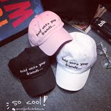 韩国简约时尚字母粉色黑色白色动感棒球帽嘻哈机车帽子女鸭舌帽子