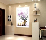 纯手绘玄关油画抽象现代客厅装饰画印象小鹿走廊过道壁画竖版挂画