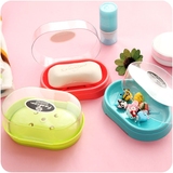 日本创意居家日用品浴室沥水带盖皂盒卫生间便携肥皂盒糖果色皂碟