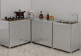新款简易橱柜厨房储物柜转角橱柜洗菜盆柜水池灶台柜铝合金燃气灶