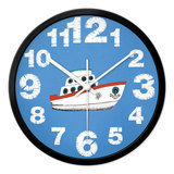 摩门创意现代地中海帆船小船男孩子儿童挂表石英时钟墙钟壁挂钟表