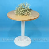 美式实木圆桌 LOFT圆桌彩色单色圆桌 实木咖啡桌休闲铁艺圆桌餐桌
