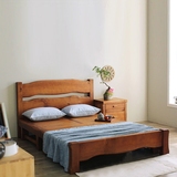 中式卧室仿古做旧全实木床简约松木复古双人床单人床1.5米1.8米