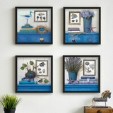 蓝色小台客厅地中海装饰画餐厅挂画沙发背景墙画壁画有框画油画