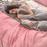 纯色珊瑚绒法兰绒四件套保暖法莱绒冬季床上用品加厚床单床笠1.8m